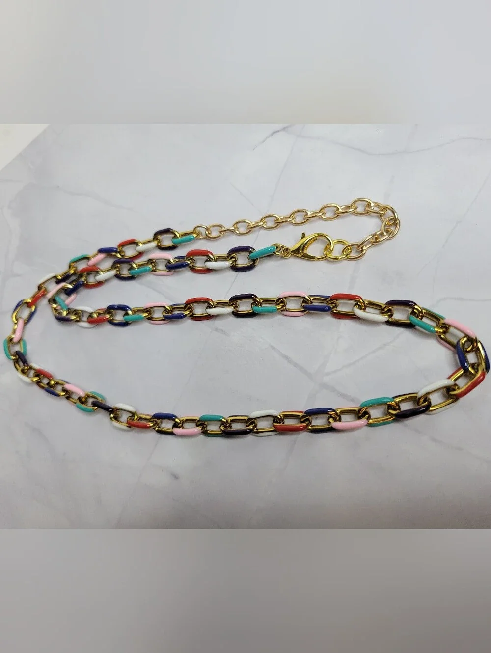Multicolor Enamel Link Necklace 24